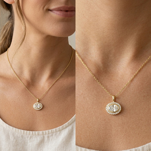 Encantador Charm de Plata de Ley Bañada en Oro con Circonita Cúbica Ovalada de 13 mm y Engaste de Bisel, Certificado IGI, para Fabricación de Joyas y Regalos - Product Image 6