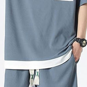 Shorts Bermuda décontractés pour hommes grande taille, couleur unie, taille élastique avec cordon de serrage, tricotés, taille mi-haute, 100% coton - Product Image 3