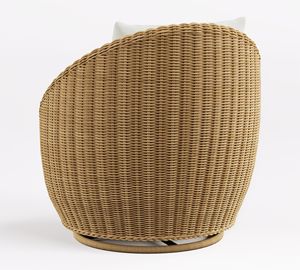 Contemporary Outdoor Rattan Lounge Chair With White Cushion One Seat Garden Sofa Furniture - Product Image 4