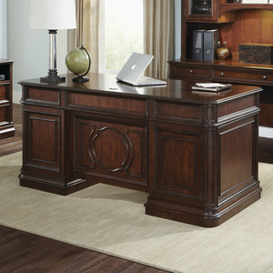 Traditional Executive <b>Desk</b> Wood Office Furniture with Storage <b>Cabinet</b> Antique Design for Home Office - Product Image 1