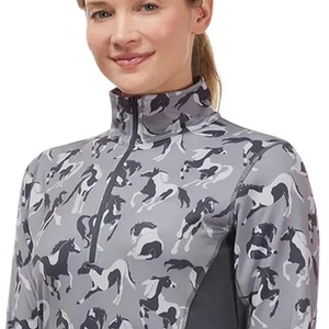 Camiseta de manga larga con media cremallera para equitación, capa base de secado rápido y transpirable para carreras y espectáculos ecuestres - Product Image 4
