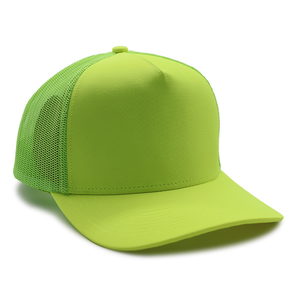 Poly Cotton Matcha Green Vietnam Factory Blank Travel Streetwear Mesh Back Custom Color 5 Panel Foam OEM Wholesale Trucker Hats - Product Image 3