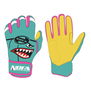 Guantes de Bateo NOFA INDUSTRIES Negros y Blancos de Cuero Acolchado con Cierre de Hebilla Ambidiestros Unisex para Adultos Entrenamiento de Béisbol - Product Image 1