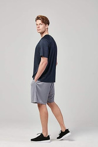 Core-Athletic Series: Pantalones cortos de baloncesto de malla de alto rendimiento en dos tonos para hombre, en negro Stealth y gris Heather - Product Image 4