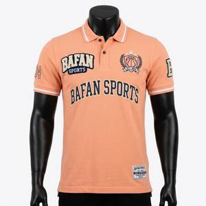 Camiseta polo premium de algodón 220 GSM para hombre, color naranja melocotón, con logotipo bordado en parche, camiseta personalizada, polos para hombre - Product Image 3