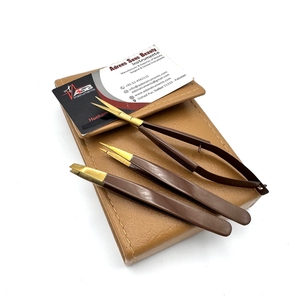 Pinzas para Cejas de Acero Inoxidable Color Chocolate Marrón Dorado, con Punta Inclinada, Logotipo Personalizado, con Cuchilla Recta Afilada y Muelle - Product Image 6