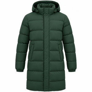 <b>Men's</b> <b>Lightweight</b> Solid Hooded Puffer <b>Jacket</b> 100% Cotton Winter Windbreaker Zip Closure Soft Material Casual Waterproof - Product Image 6