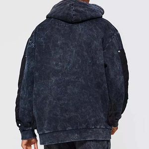 Prix de gros Nouvelle arrivée Sweats à capuche pour hommes en coton délavé à l'acide, coupe-vent, respirant, en tissu polaire, haute qualité, pour l'hiver - Product Image 2