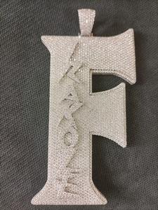 Collar con colgante de diamante moissanita letra F, plata de ley 925 - Product Image 2