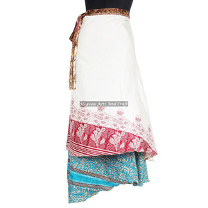 Sarong double couche réversible de créateur en soie Sari, jupe enveloppante magique d'Inde, jupe vintage en soie magique 38 pouces, paréo sarong enveloppant - Product Image 6