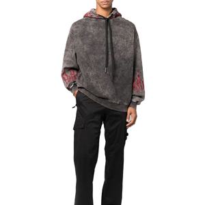 Sweat à capuche surdimensionné pour homme en molleton français 100% coton, poids lourd, délavé à l'acide, effet vieilli vintage, peinture délavée au soleil, respirant pour l'hiver - Product Image 3