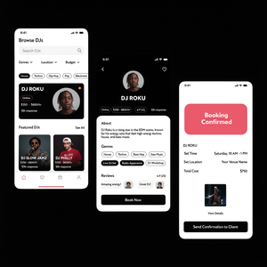 Diseño y Desarrollo de Interfaz de Usuario (UI) y Experiencia de Usuario (UX) para Aplicaciones de Reserva de DJ Personalizadas - Product Image 3
