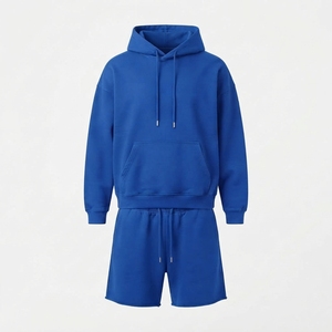 Conjunto de Sudadera con Capucha de Felpa de Algodón Grueso Personalizable y Pantalones Cortos Casuales, Proveedor Directo B2B - Product Image 1
