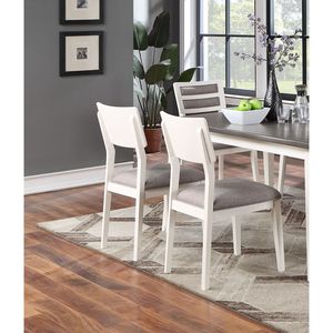 Bella cucina bianca grigiastra Set di mobili per sala da pranzo con 2 sedie imbottite imbottite con Design a scala laterale - Product Image 3