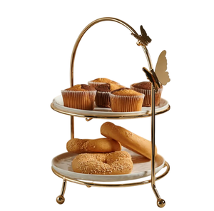 Metal Eco-Friendly Cake Stand 2-tier Dessert Display for Baby Shower Wedding <b>Birthday</b> Parties <b>Table</b> Top Decor Cake stand - Product Image 1