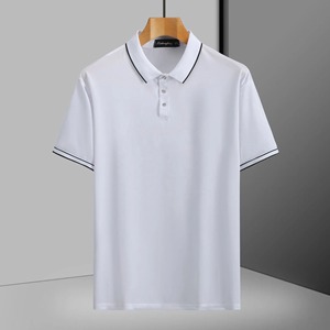 Camiseta de Manga Corta para Hombre, Negra y Blanca, de Tela de Rizo, Spandex/Algodón, Secado Rápido, Lisa, Informal, con Logotipo Frontal, Venta al Por Mayor - Product Image 5