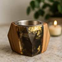 Mabkhara de Luxe en Bois de Mangue Géométrique avec Incrustation de Résine Premium, Brûleur de Bakhoor Saoudien Traditionnel, Support pour Oud Dakhoon pour Majlis