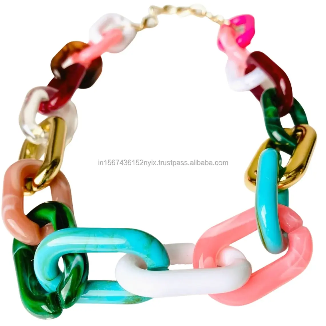 Resin necklace with small link in multi color