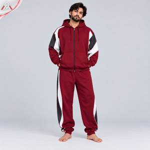 Chándal duradero con capucha para hombre, hecho con tela premium, ofrece un tacto suave, diseño con capucha y cremallera, chándal para actividades informales. - Product Image 1