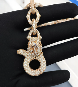 จี้รูปทรงกระบอกประดับมุกน้ำจืดและมอสซาไนต์แบบฝังละเอียดเคลือบทองคำขาวและโรสโกลด์ สไตล์หรูหราสำหรับงานปาร์ตี้ฮิปฮอป - Product Image 1