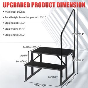2 Gradini per Vasca Idromassaggio da Esterno con Corrimano, Scala Portatile a 3 Gradini per Camper, Accessori Esterni per Veicoli Ricreazionali - Product Image 2