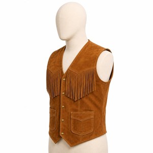Chaleco de Gamuza Marrón para Hombre, Sin Cuello, Cierre de un Solo Botón, Ropa Exterior Informal de Invierno, Patrón a Cuadros, Secado Rápido, Poliéster/Algodón - Product Image 4