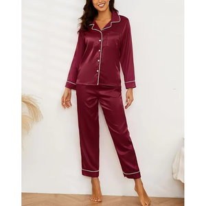 Satin Silk Women's Pajama Sets Long Sleeve Lounge Sets <b>Pjs</b> Breathable Letter Graphic Spaghetti Strap Sleepwear - Product Image 2
