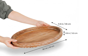 Royal Design & Look <b>Wooden</b> Serving Tray Oval Shaped <b>Table</b> <b>Top</b> Decor Food Tray for Hotels and Restaurant Serving Use at Low Price - Product Image 3