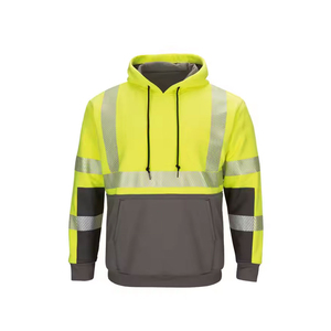 Sudadera con Capucha de Seguridad Reflectante de Alta Visibilidad, Chaqueta de Trabajo Industrial con Diseño de Múltiples Bolsillos para Hombre - Product Image 1