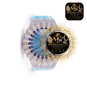 MOISSANITE WORLD Women Luxury Iced Out Moissanite Quartz <b>Watch</b> 40mm Sapphire <b>Crystal</b> - Product Image 2