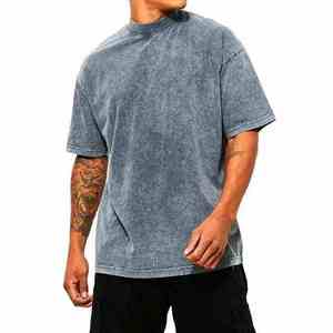 T-shirt en coton épais délavé à l'acide, coupe oversize, 100% coton, pour hommes, vente en gros - Product Image 6