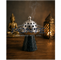 Brûleur d'encens en marbre naturel de luxe, écologique, aromathérapie, design moderne, motif étoile, couvercle en acier inoxydable, Bakhoor arabe