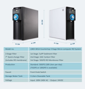 Purificateur d'eau par osmose inverse à comptoir à 3 étages à changement rapide avec panneau intelligent IC, capacité de 50/75 GPD pour usage domestique - Product Image 6