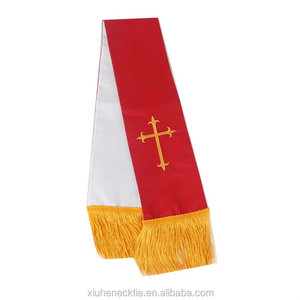 Écharpe Cérémonielle Chrétienne Personnalisée pour Prêtre avec Pompons Style Moderne 100% Polyester - Product Image 5