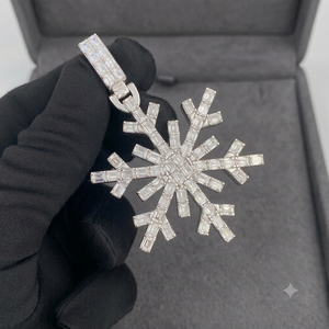 Collier Fleur en Argent 925 avec Diamant de Laboratoire SHRAMAN DIAMOND, Pendentif Fin, Coupe Émeraude, Plaqué Or, Luxe, Logo Personnalisé, Unisexe - Product Image 4