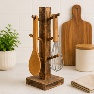 Wholesale Wooden Coffee Mug <b>Tree</b> Holder Natural Wood Tea Cup Hanging <b>Stand</b> With Removable Hooks Space-Saving Kitchen Storage - Product Image 4