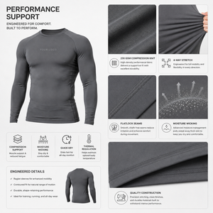 Camiseta de Compresión de Manga Larga para Hombre, Diseño de Cuello Alto, Forro Térmico de Felpa, Secado Rápido, Transpirable, OEM - Product Image 6