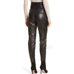 Pantalon élégant en cuir véritable respirant pour femme, taille mi-haute, coupe droite, idéal pour l'hiver, les soirées et le style quotidien tendance - Product Image 4