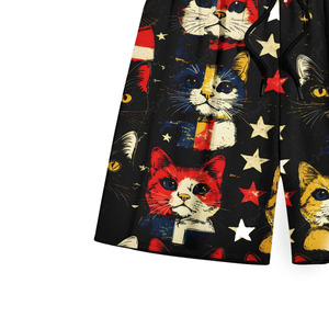 Shorts de bain pour homme à imprimé chat noir, imprimé numérique, décontractés, d'été, avec cordon de serrage à la taille - Product Image 2