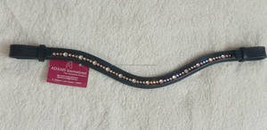 Banda de cejas de cuero genuino personalizada con Hot Fix Mega Bling equipo de equitación al por mayor para caballos - Product Image 5