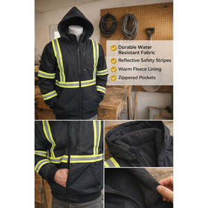 Veste de sécurité haute visibilité classe 2 noire avec bande réfléchissante de 2 pouces, vêtements de travail industriels, LED clignotante, imperméable, logo personnalisé OEM - Product Image 4