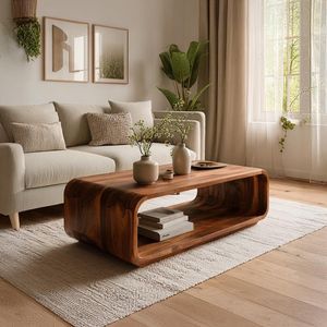 Mesa de Centro Contemporánea de Madera de Teca, Mesa Minimalista de Madera Maciza para Sala de Estar, Exportación de Indonesia - Product Image 1