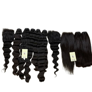 Vente en gros Paquets de cheveux vietnamiens bruts 6x6 HD Closure Wavy Straight Super Double Drawn Trame Extensions - Product Image 1
