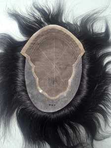 Prothèse capillaire Lace Front en cheveux humains 100% vierges Remy indiens, base en dentelle et PU, 28mm, 100-200g, densité 150%, Taz Hair Noir - Product Image 2