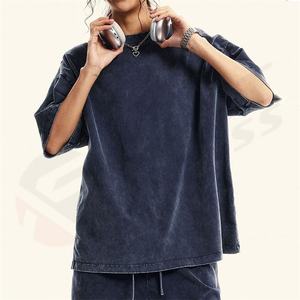 T-shirt décontracté tricoté épais personnalisé, coupe classique, en coton lourd délavé, noir, pour homme, de marque - Product Image 3