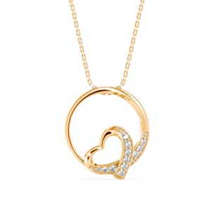 Ce collier élégant en argent 925 avec pendentif cœur en moissanite dans un cercle est un cadeau d'anniversaire parfait pour elle. - Product Image 1