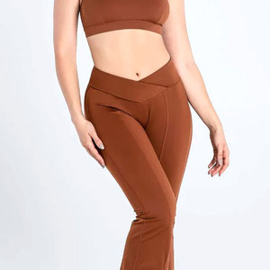 Private Label Women <b>Flared</b> <b>Leggings</b> High Waist Yoga Pants Custom OEM ODM Wholesale Activewear Manufacturer - Product Image 3
