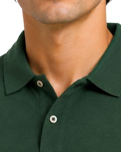 Polo de Hombre Verde Oscuro, Manga Corta, Tela Piqué de Algodón, Diseño Liso Informal, Cuello Camisero, Personalizable, para Golf, Verano - Product Image 5