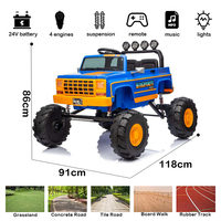 Voiture électrique pour enfants Big Foot sous licence, 4 moteurs 555, 24V, télécommande 2.4G, suspension à ressorts, pour les enfants de 2 à 7 ans