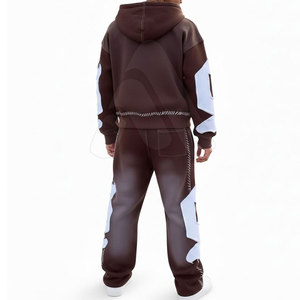 Conjunto de Sudadera con Capucha y Pantalones Jogger de Dos Piezas Tallas Grandes 2026 con Estampado Lavado Ácido, Ropa Casual Urbana y Deportiva al por Mayor para Hombre Bordado - Product Image 4